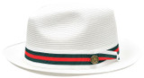 Men's White Straw Summer Hat Designer Red Green Band RE662 