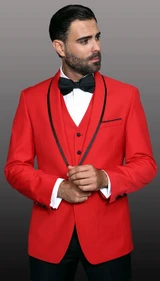  Statement Red Young Mens Modern Fit Wool Tuxedo Genova 