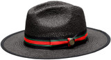 Bruno Capelo Men's Black Wide Brim Straw Fedora Hat VA403 