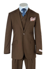 Tiglio Rosso Mens Tobacco Worsted Wool Wide Leg Pants Suit San
