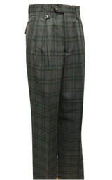  Tiglio Men's Wool Plaid Wide Leg Pants Green Black TLS20049/1 