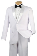  Slim Fit Tuxedo Mens 2 Button White Tux Vinci T-SC900 