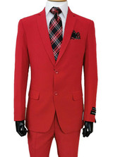 Vinci Lucci Tight Fitting Red Suit for Young Men Slim Fit 2 Piece S-2PP 