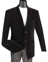 Mens Black Velvet Blazer Jacket 2 Button Vinci B-27 Size 3XL Final Sale