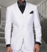  Vinci Men's Bright White Three Piece Suit Regular Fit Flat Front Pants V2TRF-2C900 