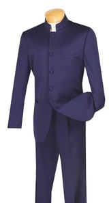  Chinese Collar Suit Navy Blue Men's 5 Button Vinci 5HT 