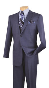  Executive Suit Men's Heather Blue Texture Fabric Classic Fit Vinci 2LK-1 