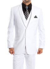 Slim Fit Suit White with Vest Tazio M154S-08 