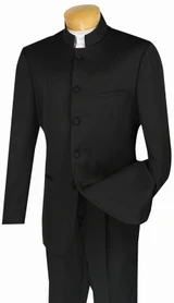  Chinese Collar Suit Black Men's Wedding Tuxedo Vinci 5HT 