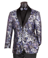 Men's Navy Paisley Blazer Tuxedo Performer Prom Jacket Vinci BM-3 