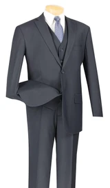  Wedding Suits for Men Navy Blue 3 Piece Flat Front Vinci V2TR 