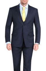  Young Men's Slim Fit Cut Suits Navy Stylish Tapered Leg M211S 
