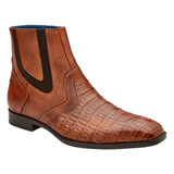  Belvedere Mens Crocodile Chelsea Boots Cognac Rust Monte 