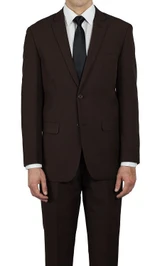  Brown Suit Mens 2 Button Regular Fit Flat Front Pants Notch Lapel Lucci 2PP 