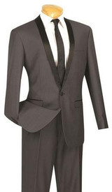 Vinci Prom Suit for Men Gray Fitted 1 Button Style Vinci T-SS 