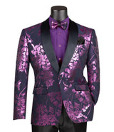 Mens Slim Fit Purple Prom Jacket Bowtie Set Vinci BSF-19 