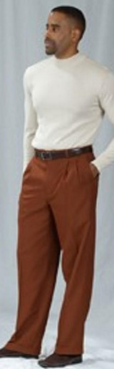 Pacelli Cognac Pleated Baggy Fit Dress Pants 810052