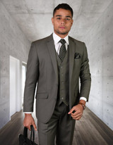  Statement 100% Wool Modern Fit Sage Green 3 Piece Easter Suit STZV-100 