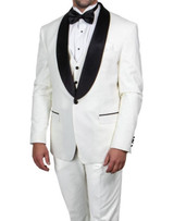  Stacy Adams Men's Formal Suit White Black Modern Fit SMT282H 