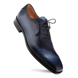  Mezlan Blue/ Navy Two Tone Calfskin Stylish Oxford Shoes Eagle 
