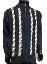  Silversilk Sweater Mens Navy Cable Pattern Cardigan Jacket 9123 Size XL 