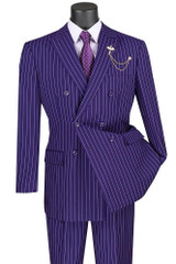  Vinci Mens Purple Stripe Double Breasted 1930s Suit DSS-4 