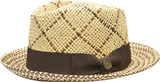  Bruno Capelo Mens Summer Brim Hat Tan Woven Straw Fedora EN973 Size S Only 