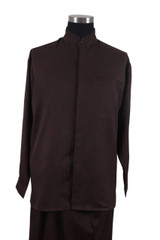  Men's Brown Mandarin Collar Walking Suit Long Sleeve Milano 2826 