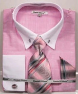  Daniel Ellissa Men's Pink French Cuff Shirt and Tie Set DS3810P2 Final Sale 