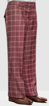  Statement Mens Brick Red Plaid Wool Wide Leg Pants WP-101 