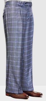  Statement Mens Grey Plaid Wool Wide Leg Pants WP-101 