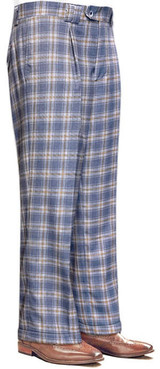  Statement Mens Wool Plaid Grey Wide Leg Pants WP-102 