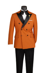  Men’s Rust Double-Breasted Modern Fit  2-Piece Tuxedo TMDB 