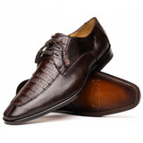  Marco di Milano Men's Shoes Brown Caiman Lizard Derby Merida 