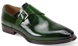 Giovanni Mens  Monkstrap Green Leather Dress Shoes Jeffery