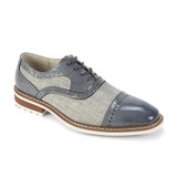  Giovanni Men's Grey Leather Cap Toe Lace Up Shoes Sinclair 