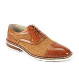  Giovanni Men's Maple Tan Lace Up Leather Two Tone Cap Toe Shoes Sinclair 