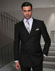 Mens Black Double Breasted Suit
