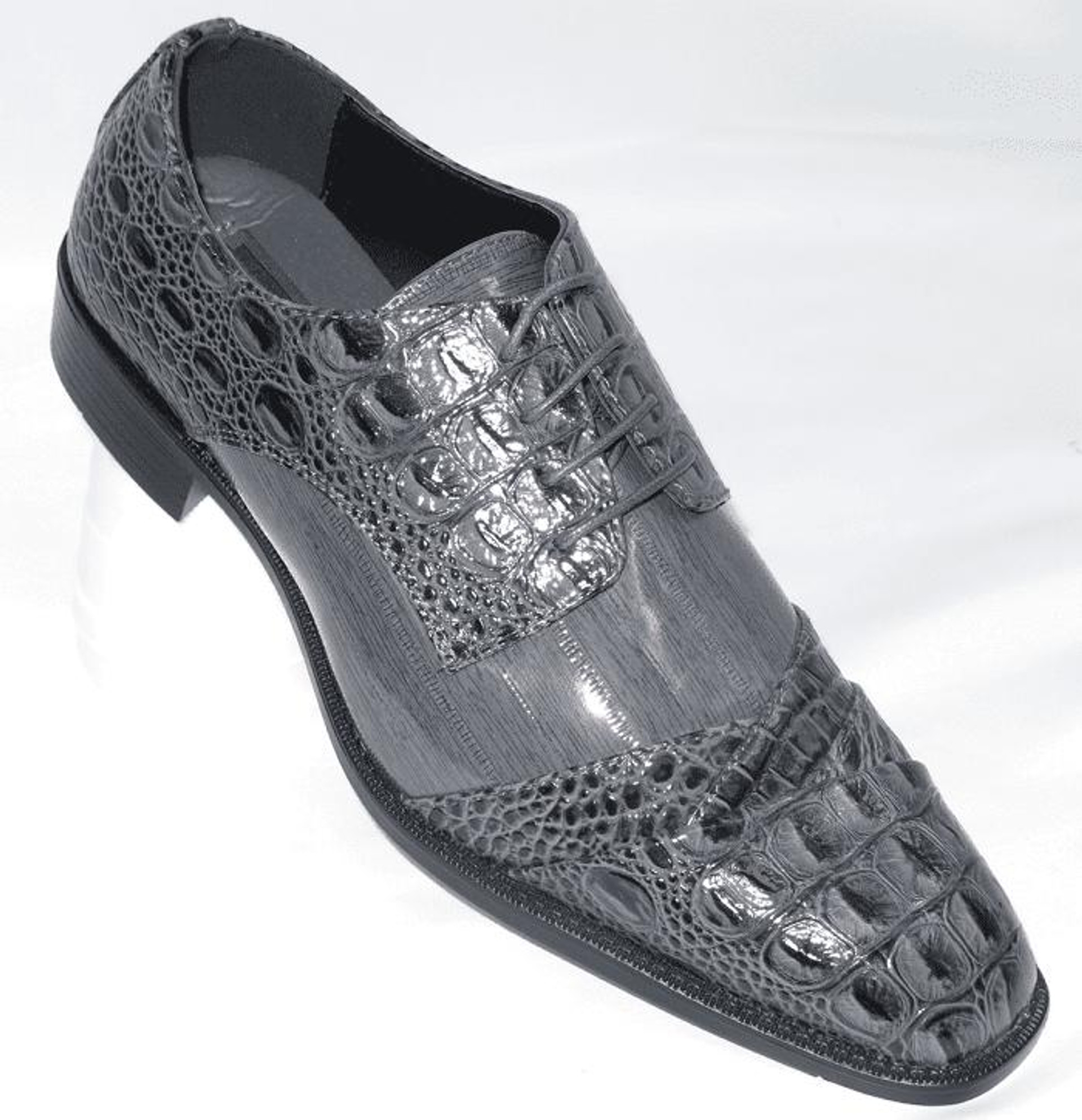 Giorgio Brutini Mens Black White Gator Print Wingtip Leather Shoes ...