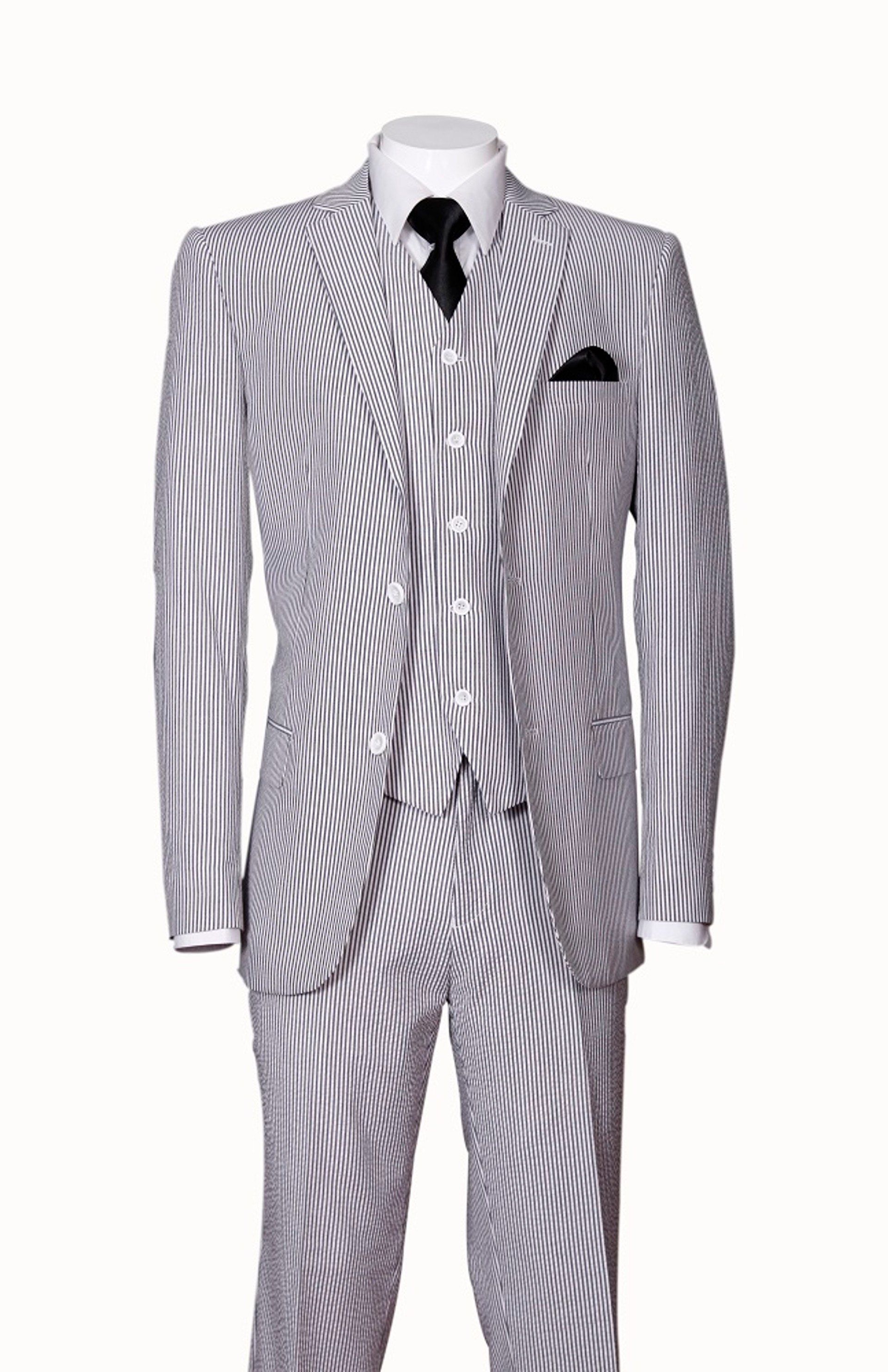 Canto Wide Stripe Mens Seersucker Suit Peaked Lapels 8361