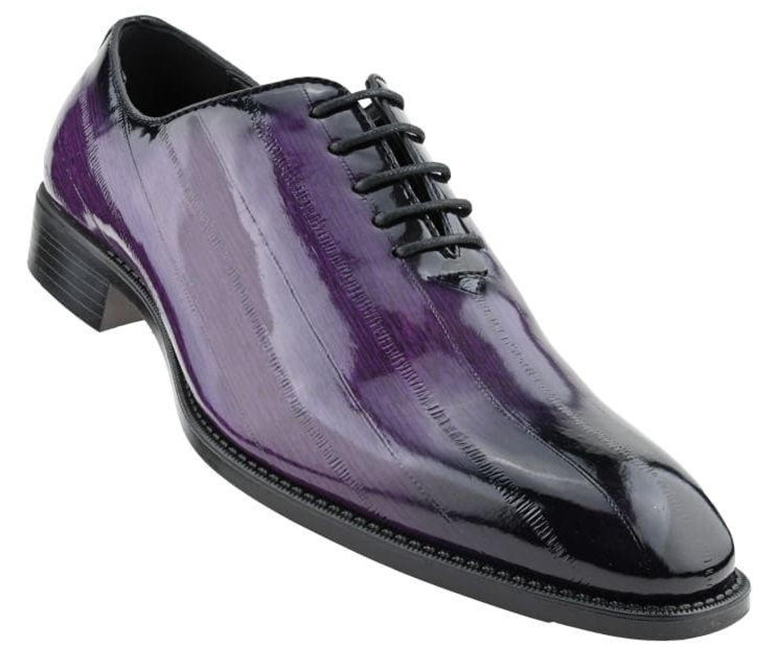 Bolano Mens Dark Purple Ostrich Print Dress Shoes 738 Size 8.5