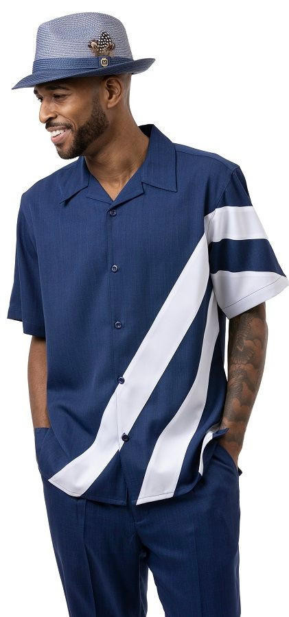 Mens Shirt And Shorts Two Piece Casual Walking Set Suit in 4 Colors main image 0