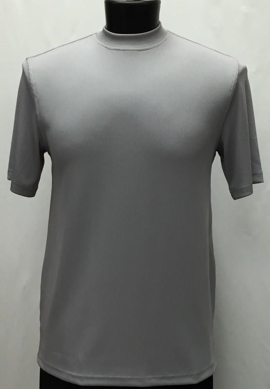 Men's Brown Classy Mock Neck Shiny Short Sleeve Shirt