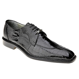 Belvedere Siena Mens Black Ostrich Leg Skin Shoes 1463