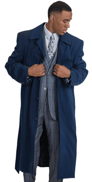 Mens Wool Belted Overcoat Cream Full Length Belt-Coat Alberto | Size 42 ...