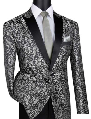 Carmashi Mens Grey Black Plaid Velvet Fashion Jacket B6082 Size 42R ...