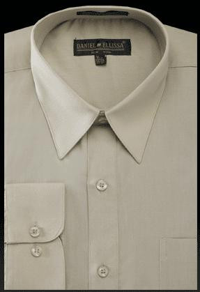 Mens Olive Color Dress Shirt Regular Fit Daniel Ellissa DS3001 Size 16.5 Final Sale