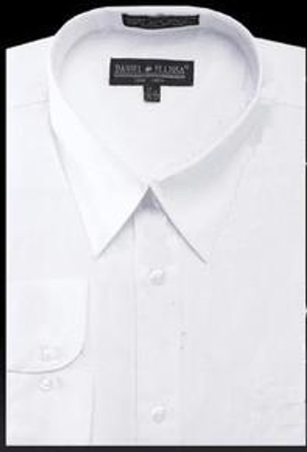  Mens All White Dress Shirt for Work Wrinkle Free DS3001 Size 18.5 Final Sale 