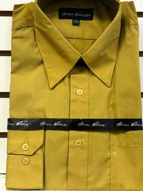Henri Valdise Men's Mustard Color Regular Fit Dress Shirt Size 16.5 Final Sale