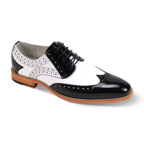  Giovanni Black White Leather Dress Shoes Troy 